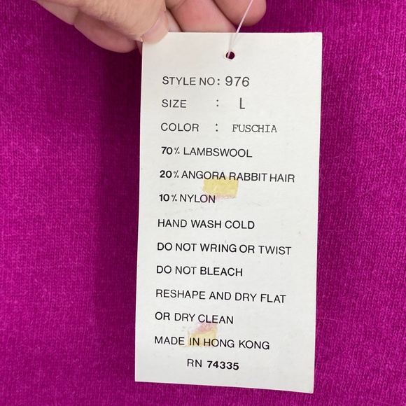 Richards & Jones Womens Large Vintage Pullover Sweater Fuchsia Pink Wool Angora - Picture 7 of 14